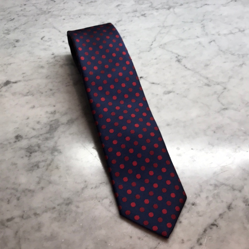 Navy blue tie with red dots from Neiman Marcus